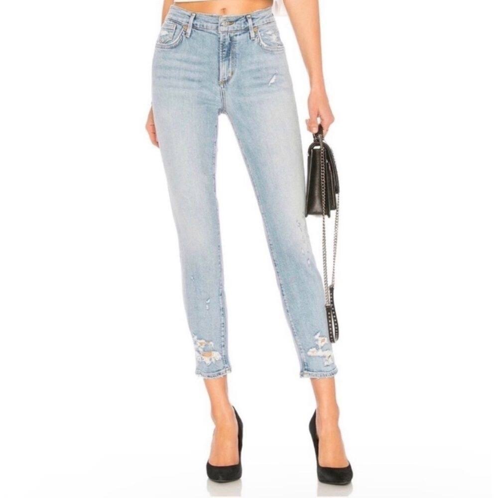 AGOLDE Sophie Crop Jean With Chewed Hem and Waistband size 26